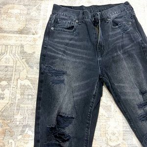 Black high waisted distressed mom jeans American Eagle